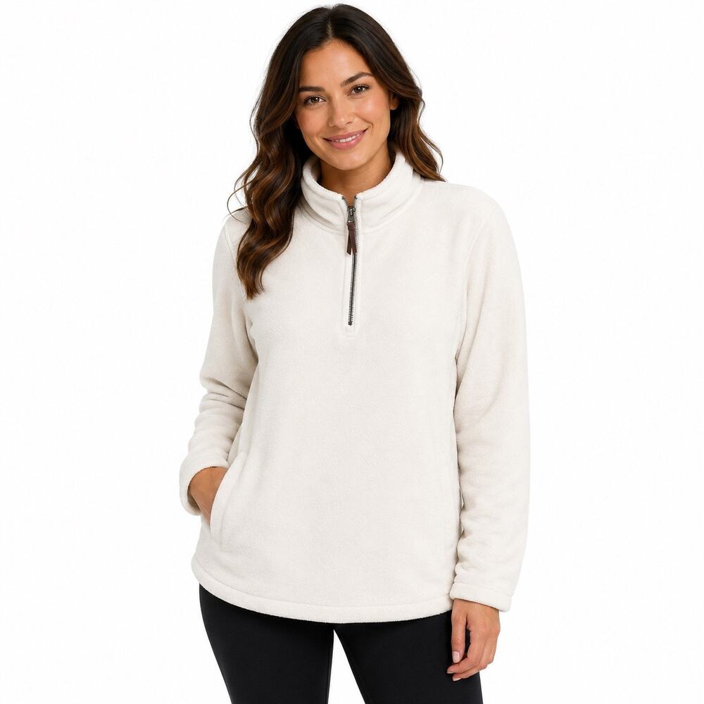 32 Degrees HEAT Women's Fleece Pullover XXL White Ivory Quarter Zip